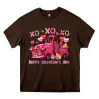 Chocolate Brown xo xo xo happy valentine's day truck Heavy Core Tee - LillyAllenDesigns