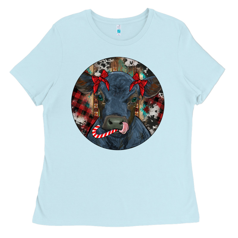 Black Angus Calf Christmas Ladies Tee by RanaPortraitStore | Teevron