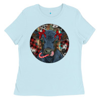 Baby Blue Black Angus Calf Christmas Ladies Tee - RanaPortraitStore