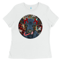 White Black Angus Calf Christmas Ladies Tee - RanaPortraitStore