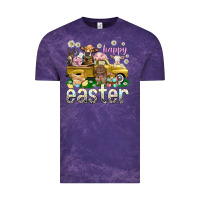Cloud Purple Happy Easter truck with farm animals Easter Day Vintage Tee - HowdyJamesFarm
