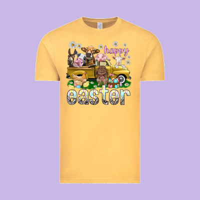 Happy Easter Truck With Farm Animals Easter Day Vintage Tee Designed By Howdyjamesfarm