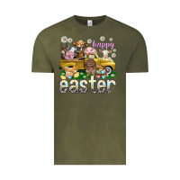Vintage Olive Happy Easter truck with farm animals Easter Day Vintage Tee - HowdyJamesFarm