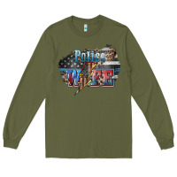 Army Green Police wife lightning bolt 4th of july Long Sleeve Tee - HowdyJamesFarm