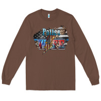 Chestnut Police wife lightning bolt 4th of july Long Sleeve Tee - HowdyJamesFarm