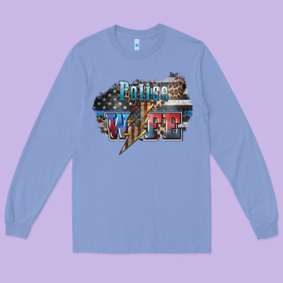 Police Wife Lightning Bolt 4th Of July Long Sleeve Tee Designed By Howdyjamesfarm