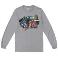 Heather Grey Police wife lightning bolt 4th of july Long Sleeve Tee - HowdyJamesFarm
