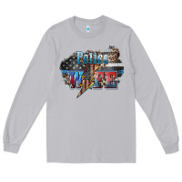 Moon Dust Police wife lightning bolt 4th of july Long Sleeve Tee - HowdyJamesFarm