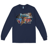 Navy Police wife lightning bolt 4th of july Long Sleeve Tee - HowdyJamesFarm