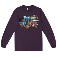 Plum Police wife lightning bolt 4th of july Long Sleeve Tee - HowdyJamesFarm
