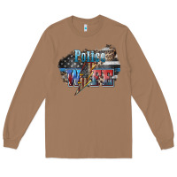 Toasted Coconut Police wife lightning bolt 4th of july Long Sleeve Tee - HowdyJamesFarm