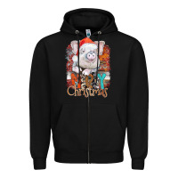 Black merry Christmas pig Zipper Hoodie - CowhideDigitalArt