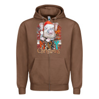 Chestnut merry Christmas pig Zipper Hoodie - CowhideDigitalArt