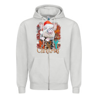 Dove Grey merry Christmas pig Zipper Hoodie - CowhideDigitalArt