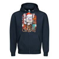 Navy merry Christmas pig Zipper Hoodie - CowhideDigitalArt