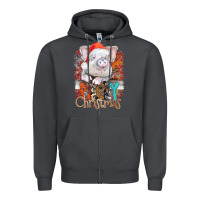 Smoke merry Christmas pig Zipper Hoodie - CowhideDigitalArt