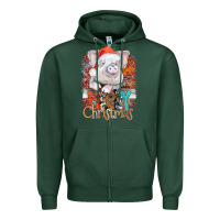 Sports Green merry Christmas pig Zipper Hoodie - CowhideDigitalArt