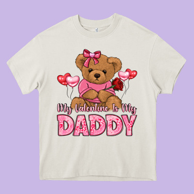 My Valentine Is My Daddy Heavy Core Tee Designed By Lillyallendesigns
