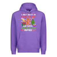 Purple I Just Want To Bake Stuff And Watch Christmas Movies Premium Hoodie - minhPixels