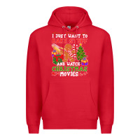 Red I Just Want To Bake Stuff And Watch Christmas Movies Premium Hoodie - minhPixels