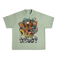 Oil Green Just a little moody baby cow Urban Heavy Tee - HowdyJamesFarm