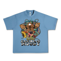 Pebble Blue Just a little moody baby cow Urban Heavy Tee - HowdyJamesFarm