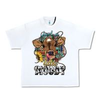 White Just a little moody baby cow Urban Heavy Tee - HowdyJamesFarm