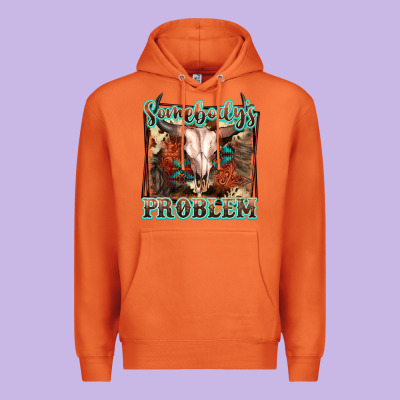 Somebody's Problem Bull Skull Premium Hoodie Designed By Fadigitalartstudio