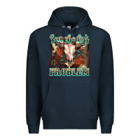 Navy Somebody's Problem Bull Skull Premium Hoodie - FaDigitalArtStudio