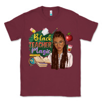 Burgundy black teacher magic with afro Classic Tee - NancyCooperArtShop
