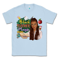 Dusty Blue black teacher magic with afro Classic Tee - NancyCooperArtShop