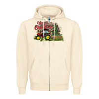 Sandshell merry Christmas tractor tree Zipper Hoodie - CowhideDigitalArt