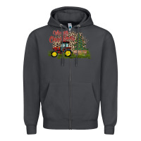 Smoke merry Christmas tractor tree Zipper Hoodie - CowhideDigitalArt