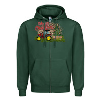 Sports Green merry Christmas tractor tree Zipper Hoodie - CowhideDigitalArt
