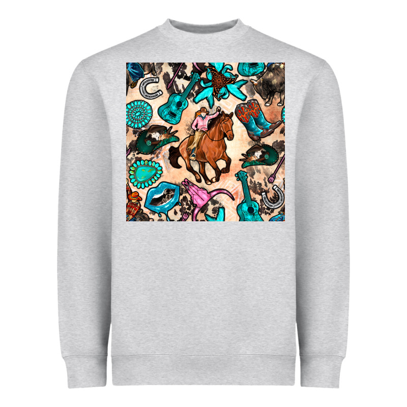 Western Cowgirl Seamless Pattern Heavyweight Sweatshirt by BundleAndBundleShop | Teevron