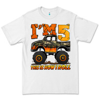 White i'm five this is how i roll monster truck birthday Premium Tee - Jasminsmagicworld