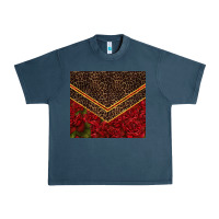 Midnight Navy red roses with leopard Urban Heavy Tee - TumblerDesignByShophia