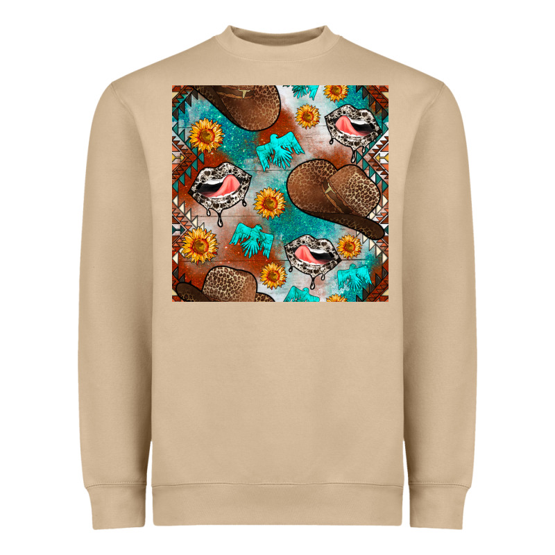 Western Cowboy Hat Seamless Pattern Heavyweight Sweatshirt by BundleAndBundleShop | Teevron