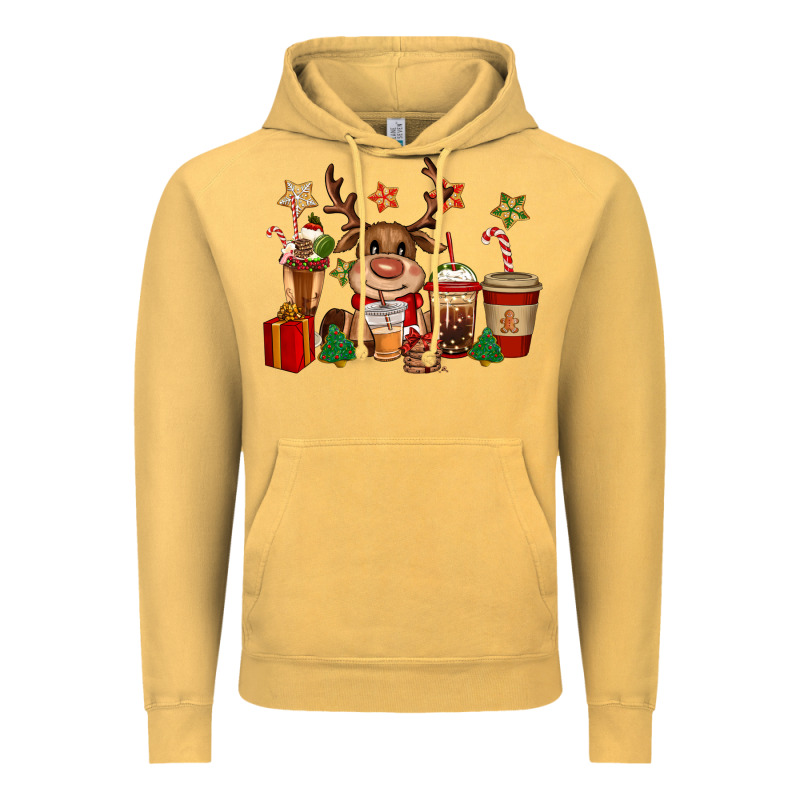 Reindeer Coffe Cups Christmas Vintage Hoodie by CowGirlArtShop | Teevron