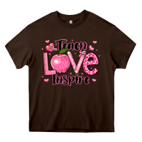Chocolate Brown teach love inspire teacher valentines day Heavy Core Tee - LillyAllenDesigns