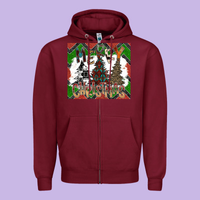 Merry Christmas Zipper Hoodie Designed By Cowhidedigitalart