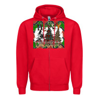 Red merry Christmas Zipper Hoodie - CowhideDigitalArt