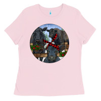 Bubblegum Pink Black Angus Family Ladies Tee - RanaPortraitStore