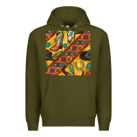 Army Green western cowboy bull skull seamless pattern Premium Hoodie - BundleAndBundleShop