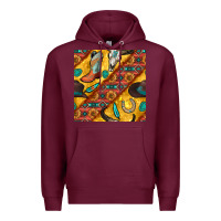 Burgundy western cowboy bull skull seamless pattern Premium Hoodie - BundleAndBundleShop