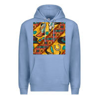 Colony Blue western cowboy bull skull seamless pattern Premium Hoodie - BundleAndBundleShop
