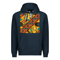 Navy western cowboy bull skull seamless pattern Premium Hoodie - BundleAndBundleShop