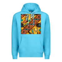 Ocean Blue western cowboy bull skull seamless pattern Premium Hoodie - BundleAndBundleShop