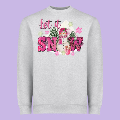 Let It Snow Pink Christmas Heavyweight Sweatshirt Designed By Fadigitalartstudio