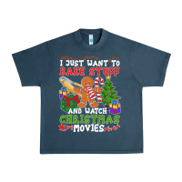 Midnight Navy I Just Want To Bake Stuff And Watch Christmas Movies Urban Heavy Tee - minhPixels